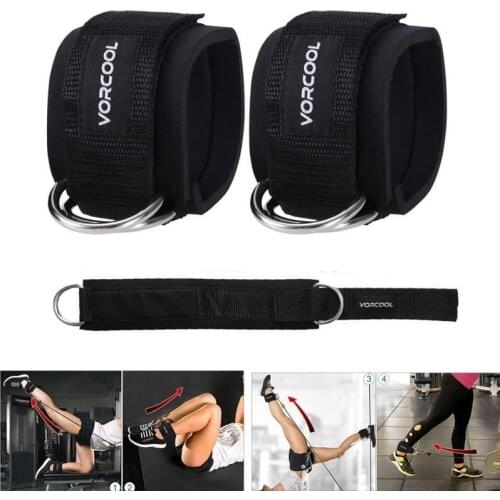 VORCOOL 2pcs Sport Ankle Straps Padded D-ring Ankle Cuffs Ankle Support Straps for Gym Workouts Cable Machines Leg Exercises