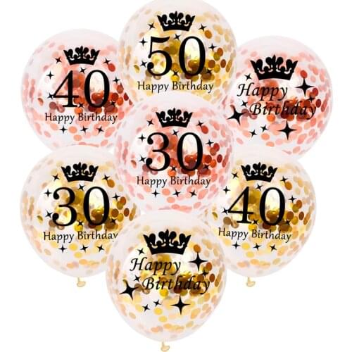 6pcs Age Confetti Balloons 18 30 50 Happy Birthday Party Decorations Adult Number Balloon Decoration Birthday Party Supplies