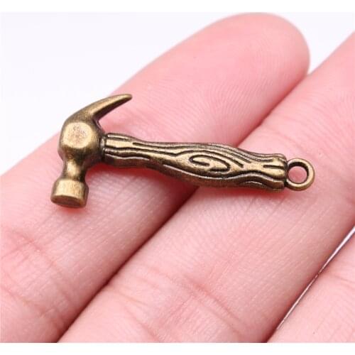 WYSIWYG 3pcs 31x15mm Pendant Hammer Tool Hammer Charm Pendants For Jewelry Making Antique Silver Color Hammer Pendants