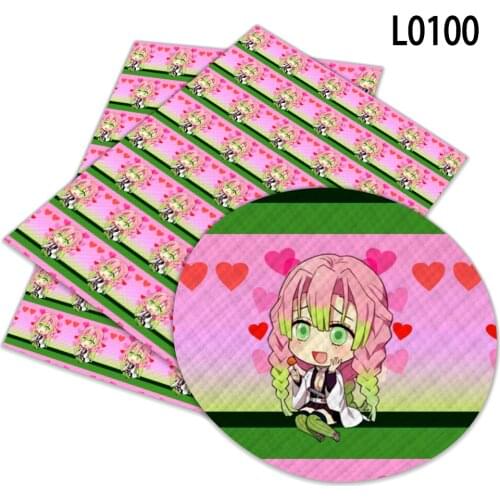 Japanese Cartoon Demon Slayer Artificial Synthetic Leather Fabric DIY Hair Accessories Decoration 30cm X 136cm