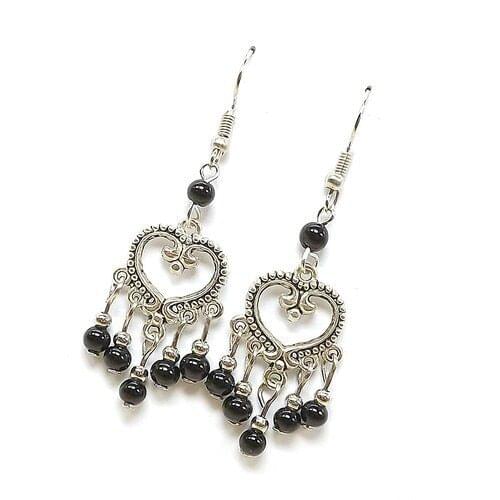 2017 New Boho Long Tassel Earrings black Beaded pendant Heart Earrings Bohemian For Women Girls Dangle Earrings Gifts Jewelry