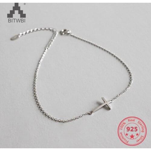 100% 925 Sterling Silver Fashion Womens Jewelry Wire Drawing Cross Bracelet 16cm For Gift Girls Lady Drop Shipping