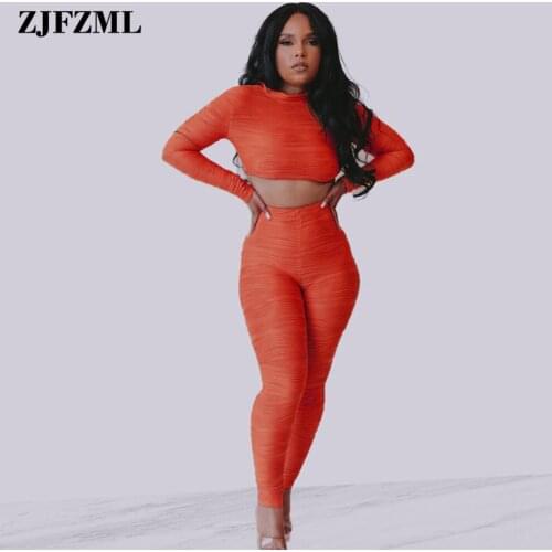 Women Fitness 2 Piece Matching Set Autumn Bandage Long Sleeve Crop Top and Empire Slim Fit Legging Active Wear Workout Outfits
