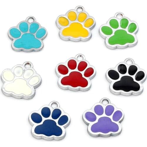 Hot sell ! 10pcs Red Enamel Alloy Paw Print Charm Pendant DIY Jewelry 17x17.5mmkl30