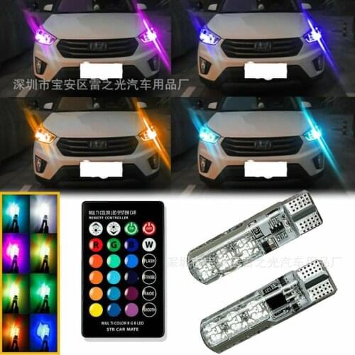 2pcs Car Interior Light RGB LED Light Wireless Remote Automotive Car Decorative Lamp Auto Ambient Light Lamp Charging Foot Light