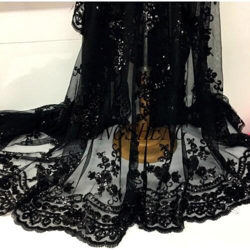 GLace 3Y/lot 4colours patchwork embroidery sequins mesh lace fabric for dress wedding curatin decoration TX1220