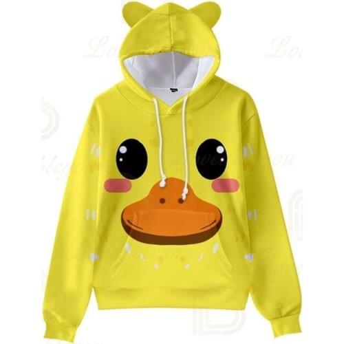 3d Printed Animals Duck Cosplay Character Clothes Cat Ear Hooded Childrens Wear Women Autumn Clothing