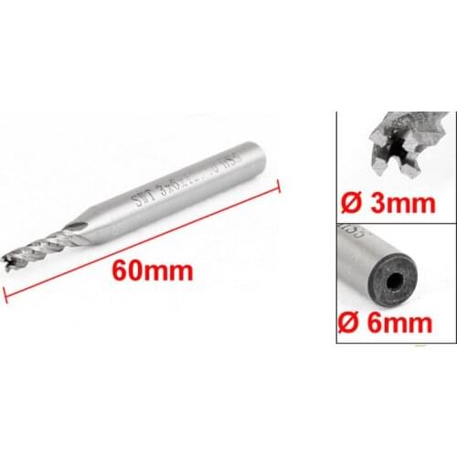 3mm x 6mm Milling Cutter 12mm Cutting Depth 4 Flutes End Mill 5pcs
