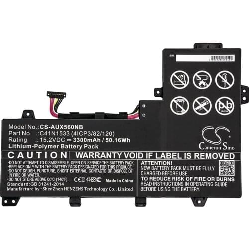 Cameron Sino 3300mAh Battery For Asus Q524U Q524UQ-BBI7T14 Q534U Q534UX-B UX560UQ,0B200-02010200 C41N1533 (4ICP3/82/120)