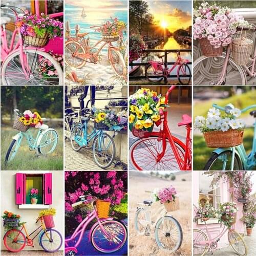 New DIY 5D Diamond Painting Flower Car Diamond Embroidery Scenery Cross Stitch Full Square Round Drill Mosaic Home Decor Gift