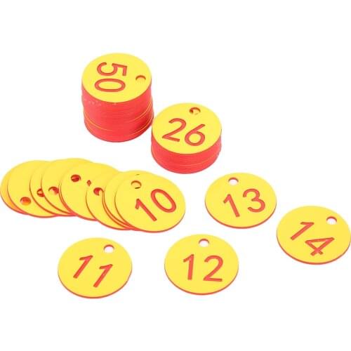 Beekeeping Tools 50Pcs Beehive Tag ABS Round Numbered 1-100 Sign Labels with Hole Livestock Accessory Red+Yellow Transparent