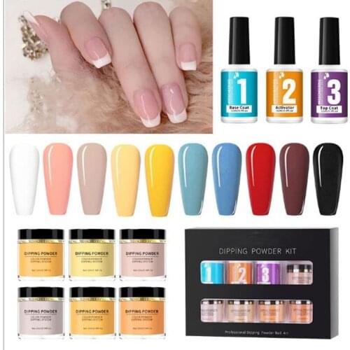 Manicure powder Suit Glitter Dip Powder Nails For Manicure Gel Nail Polish Chrome Pigment Bottom rubber seal layer desiccant