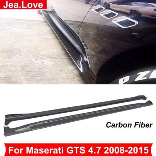DM Style Real Carbon Fiber Side Skirts Car Body Modification Kit Part Extensions Lip Decoration For Maserati GTS 4.7 2008-2015
