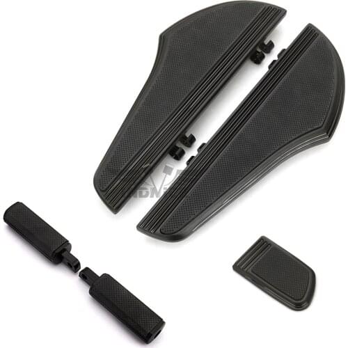 Defiance black driver Floorboards for harley FLHX street glide Passenger footpegs fltr footboards brake pedal covers 1980-2018