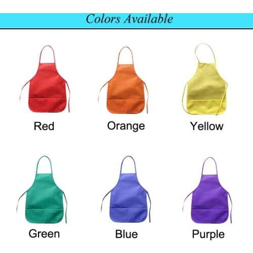 Childrens Fabric Aprons With Pockets Kitchen Classroom Arts Crafts Painting