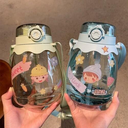 Double Drinking Plastic Water Bottle With Straw Portable 1000ml large Capacity For Adult Kids Cute Girl Travel Water Cups