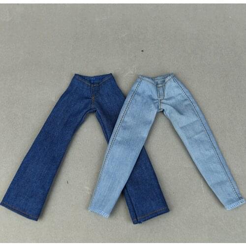 Jeans Pants / Blue bell-bottomed pants and white black top clothing set outfit for 30cm barbie kurhn xinyi Fr2 ob Doll