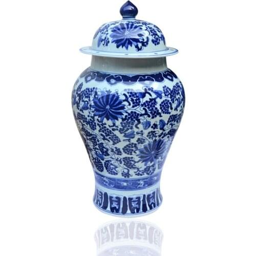 Chinese Reproduction ceramic ginger jar vase Antique Porcelain temple jars home decoration ceramic jar blue