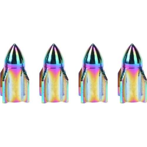 4pcs CNC Rainbow Color Bicycle Tire Valve Dust Cap for Presta Bike Tyre Valve Stem Wheel Spikes for Tire Cover Car Accessories