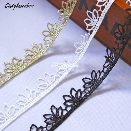 2.2 cm Wide Small Flower Ribbon Lace Trimmings Dress Decor Necklace Bags Lace Trim Clothing Sewing Accessories Gold Black White