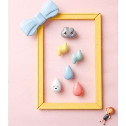 Rain Lovely Ceramics Cartoon Kids Room Furniture Handles For Cabinets And Drawers Child Door Baby Cupboards Single Hole