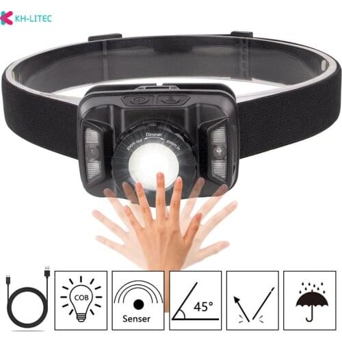 Mini LED sensor Headlamp Headlight USB Rechargeable Head Lamp Flashlight Built-in battery Torch Camping Hiking Night Fishing