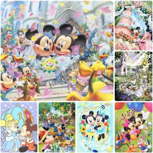 Disney Cartoon Mickey Minnies Wedding DIY 5D Diamond Painting Cross Stitch Kits Embroidery Full Diamond Mosaic Home Decor Gifts