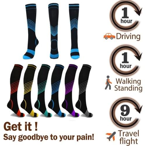 6 Color Outdoor Sport Socks Knee High/Long Compression Socks Solid Color Stretch Unisex Running Snowboard Socks 15-20 mm