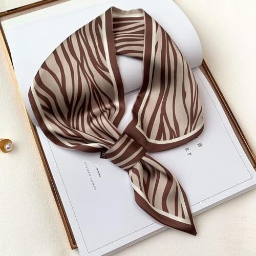 Striped Silk Scarf Small Women Luxury Brand Shawls Wraps Zebra Print Fashion Print Office Small Hair Neck Hijabs Foulard Scarves