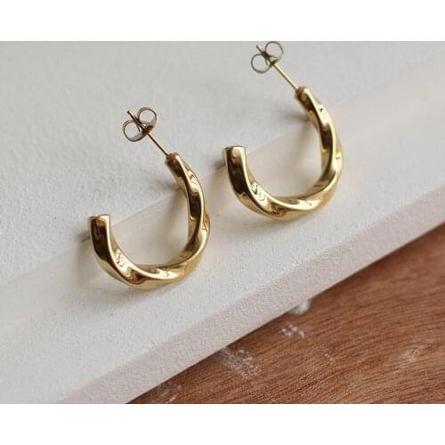 Amaiyllis 14k Gold Mobius Irregular Rotating Circle Earrings Stud Hollow Dangle Earrings For Women Jewelry