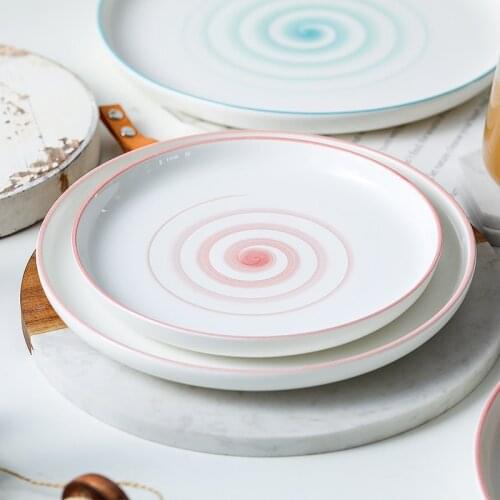 Pizza Serving Plate Solid Color Ceramic Plate Steak Food Pan Plate and Bowl Nordic Style Tableware Set Dessert Dish Dinner Dishs