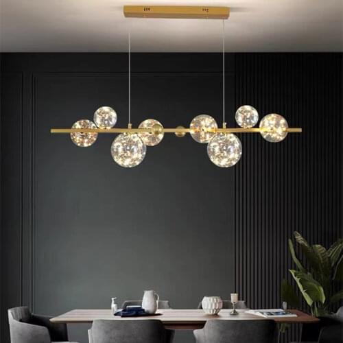 Modern Round Chandelier Gold Romantic Star Bedroom Living Room Decorative Led Lights Glass Bubble Indoor Lighting
