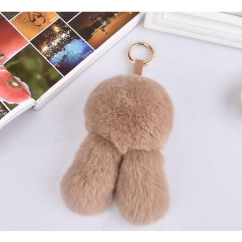 Cute Rex Bunny Fur Bunny Ears Keychain e charm bag
