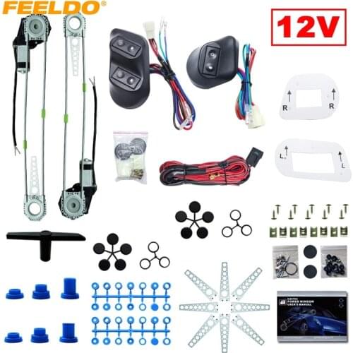 MOTOBOTS 1Set Universal Car 2Doors Electric Power Window Kits with 3pcs Switches & Wire Harness DC12V #FD3781
