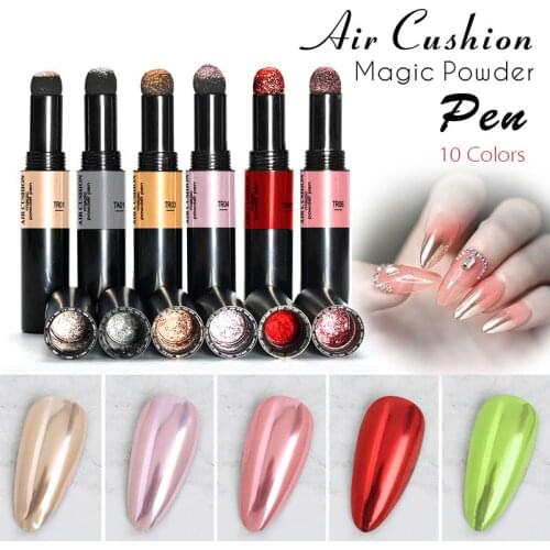 11Colors Magic Powder Pen Air Cushion Nail Art Laqcuer Mirror Effect Nail Glitter Fast Design Manicure Makeup Holographic Chrome