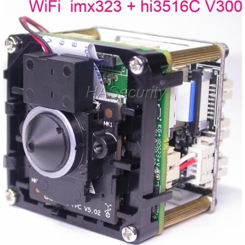 WiFi special LENs H.265 H264, 1/2.9" Sony Exmor IMX323 CMOS + Hi3516C V300 CCTV IP camera PCB board module + FPC Antenna