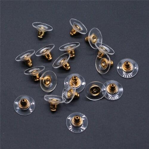 100pcs 2 Colors Gold And Silver Color Earring Back Stoppers Ear Post Jewelry Findings & Components DIY Jewelry Accessories