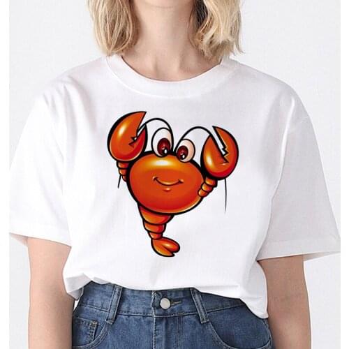 Women Summer Fashion Tops TShirts Short Sleeve Round Nack T-Shirts Cute Lobsterling T Shirt Leisure Top Tee Casual Ladies Tshirt