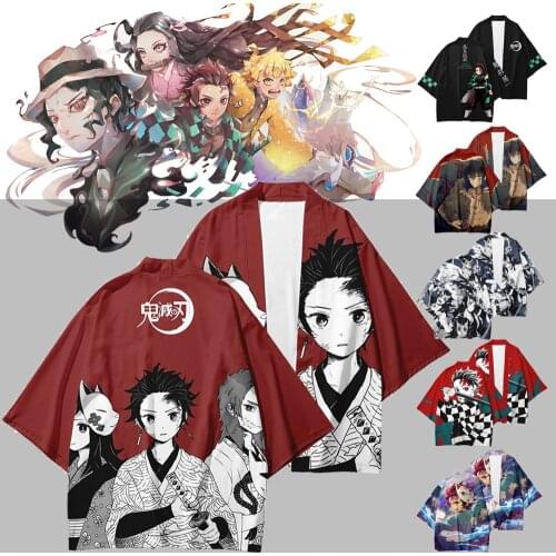 2021 New Anime Demon Slayer Kimono Cardigan Kimetsu No Yaiba Anime Print Cosplay Women/Men Summer Casual Clothes