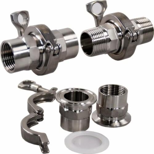 1/2"to 2" Tri Clamp Cover Thread Ferrule Adapter Stainless Steel SS304 with Sillicon Gasket Pipe Fitting