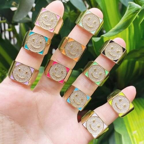 10Piece Bang rings fashion jewelry rings accessories Enamel Sumer color Rings Face jewelry party ring Zircon rings 51758