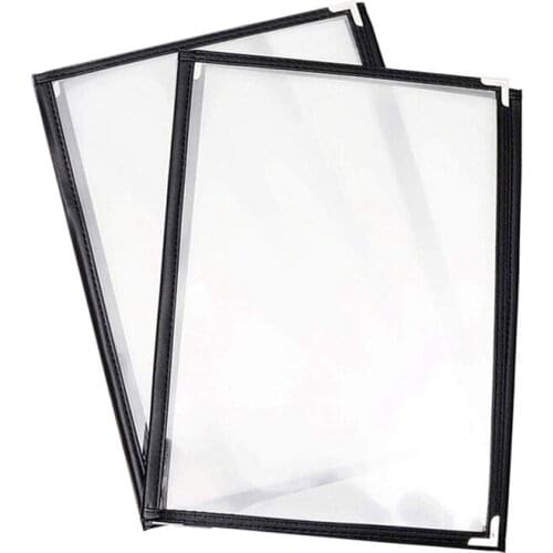 2Pcs Transparent Restaurant Menu Covers For A4 Size Book Style Cafe Bar 3 Pages 6 View