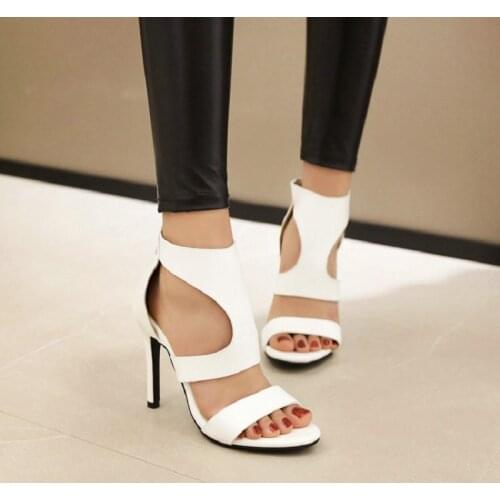 ZawsThia 2020 summer hallow cut out sexy open toe high heels women shoes party wedding heels sandals plus size 33-46 sandals