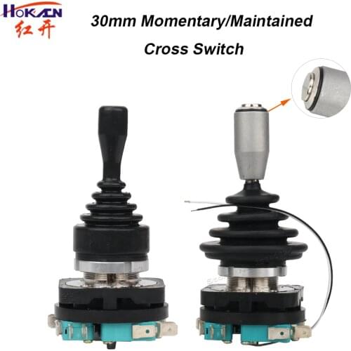 30mm Joystick Switch with Push Button Switch 4 position Momentary Latching Monolever Cross Rocker Toggle Switch HKSF4