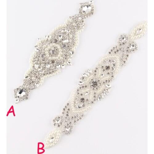 30pcs/lot)Mix 2Style Crystal Pearl Rhinestone Appliques Patch Hot-Fix Beaded Wedding Applique Bridal Motif Dress Patch