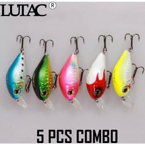 5pcs/lot LUTAC Swim fish Fishing lure Artificial Hard Crank Bait Top Water Wobbler Mini Fishing hard bait Fishing tackle minnow