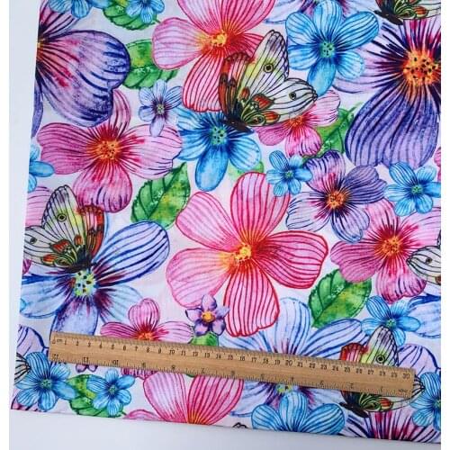 50*145cm Beautiful Flower Butterfly Polyester Cotton Fabric For Sewing Garment Clothes Quilting Patchwork Fabric Tilda Doll