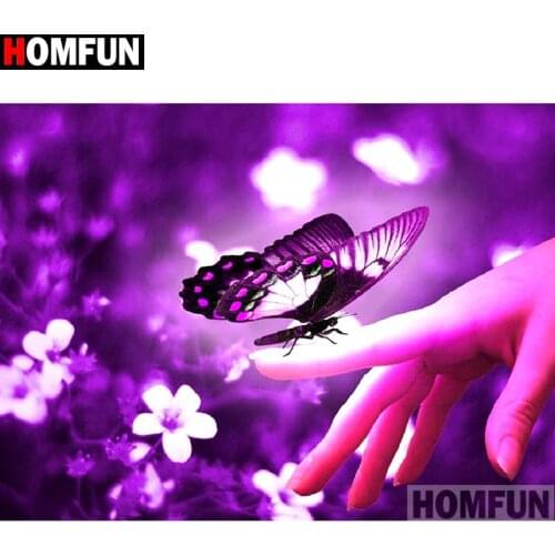 HOMFUN Full Square/Round Drill 5D DIY Diamond Painting "Hand butterfly" Embroidery Cross Stitch 5D Home Decor Gift A14328