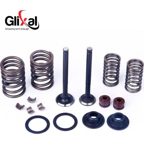 Glixal GY6 50cc 60cc 80cc 100cc 139QMB 139QMA Cylindr Head Valves 64mm INTAKE & EXHAUST Valves Set with Valve Spring assembly