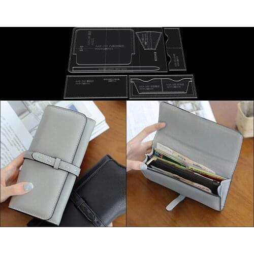 Long wallet diy handmade leather goods paper pattern wallet clutch bag acrylic template version drawing